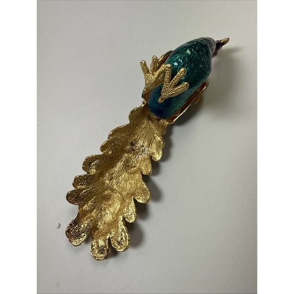 Peacock Trinket Box Jeweled Enameled Metal Hinged Figurine Tavuz Kusu - Picture 5 of 7